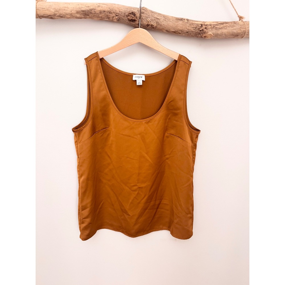J.Crew Womens Satin Scoop‎ Neck Tank Top Copper Brown Sleeveless Blouse XS